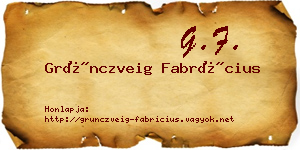 Grünczveig Fabrícius névjegykártya